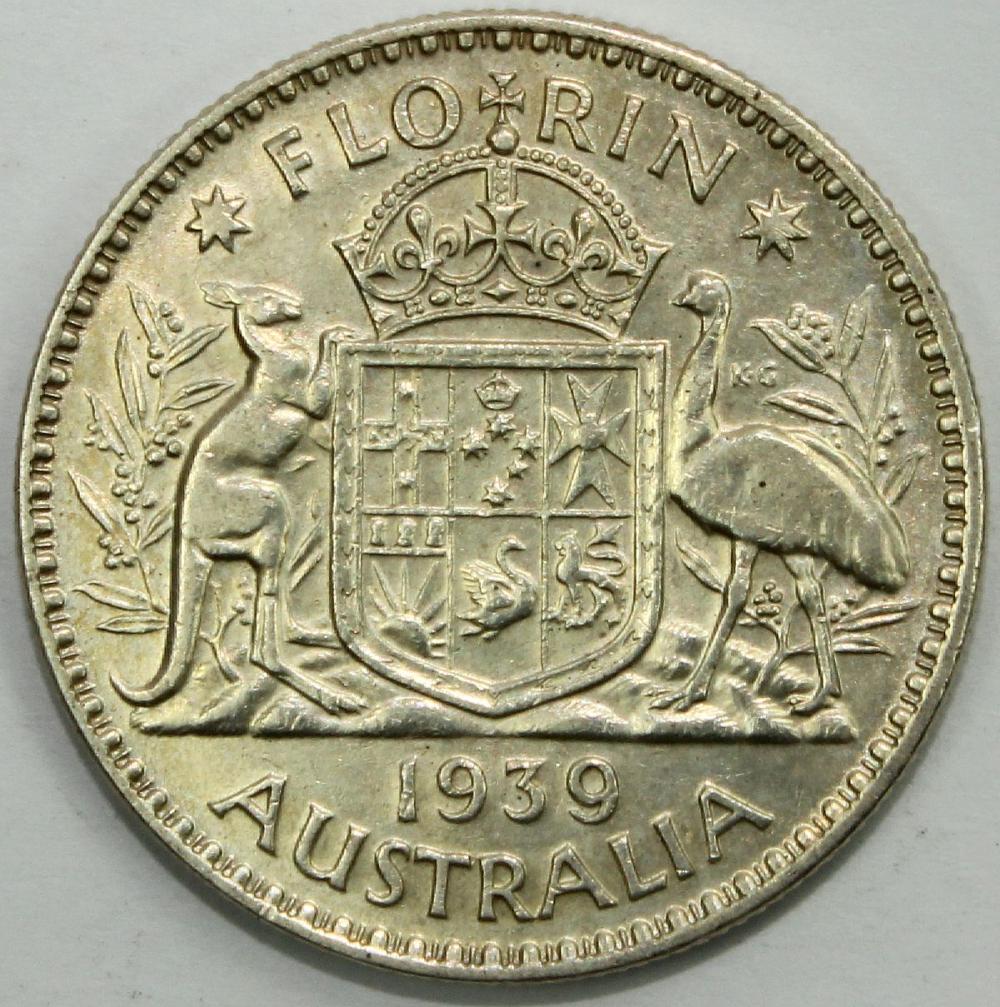 Australia 1939 Florin, good... image