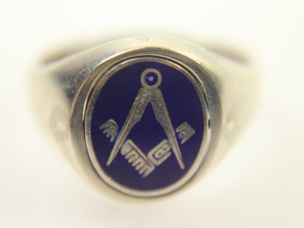 Mason's Ring in Blue Enamel... image