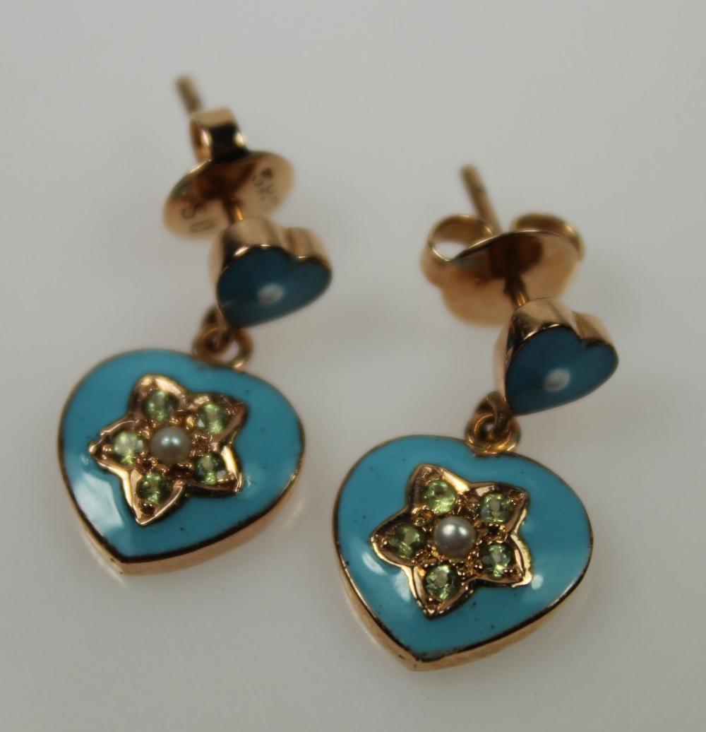 Blue enamelled Heart Earrin... image