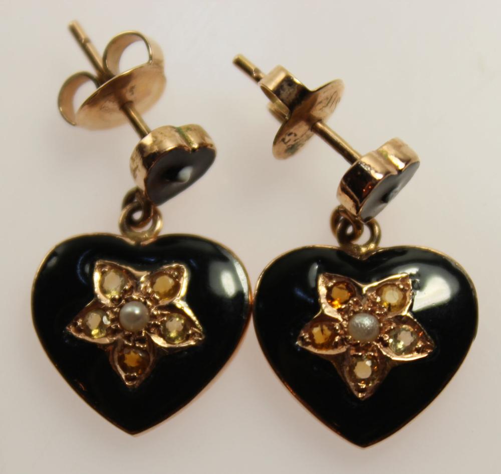 Black enamelled Heart Earri... image