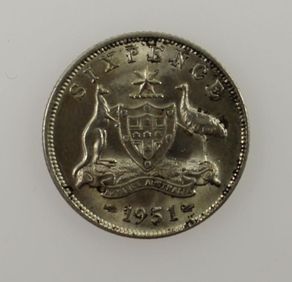 Australia 1951 (M) Sixpence... image