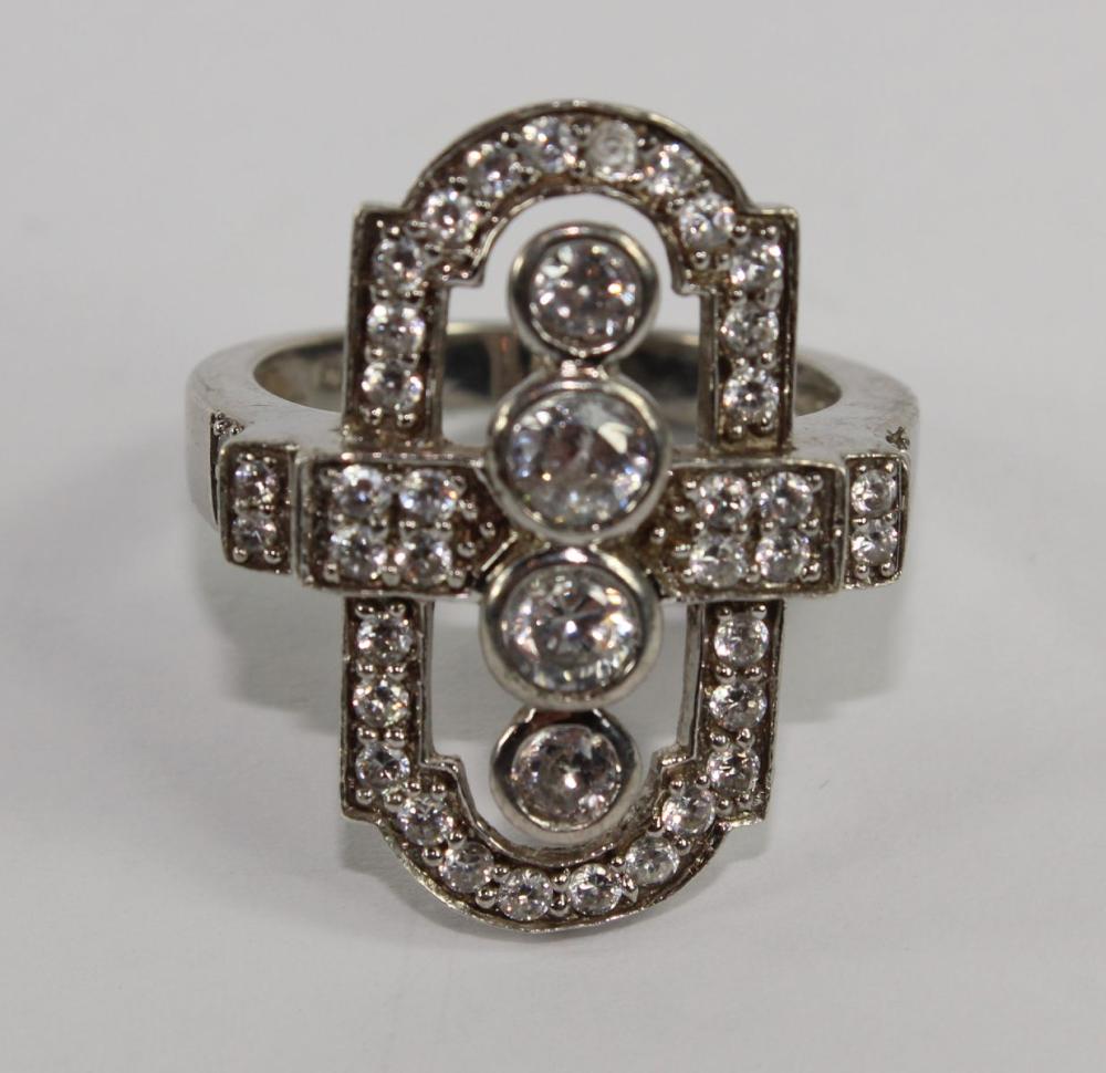 Deco-style Ring with Faux D... image