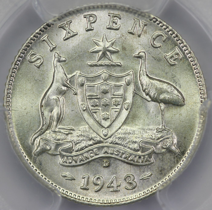 Australia 1943 D Sixpence, ... image