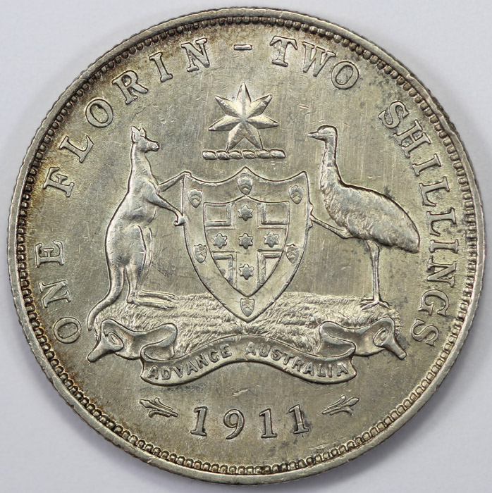 Australia 1911 Florin, abou... image