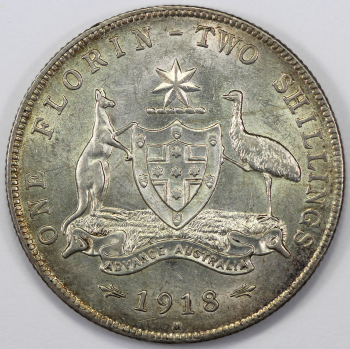 Australia 1918 Florin, good... image