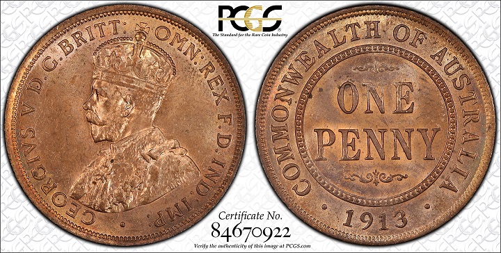 Australia 1913 Penny, PCGS ... image