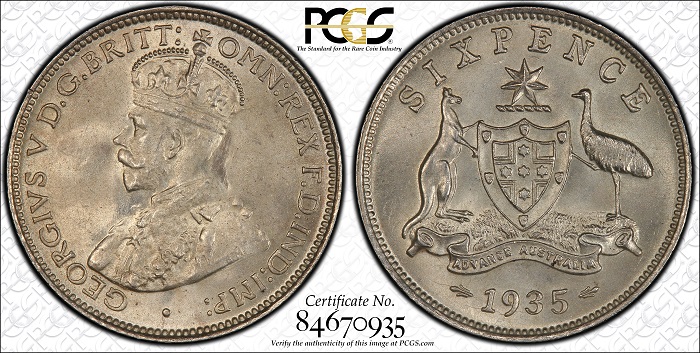 Australia 1935 Sixpence, PC... image