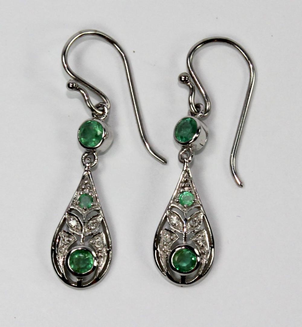 Emerald & Diamond Drop Earr... image