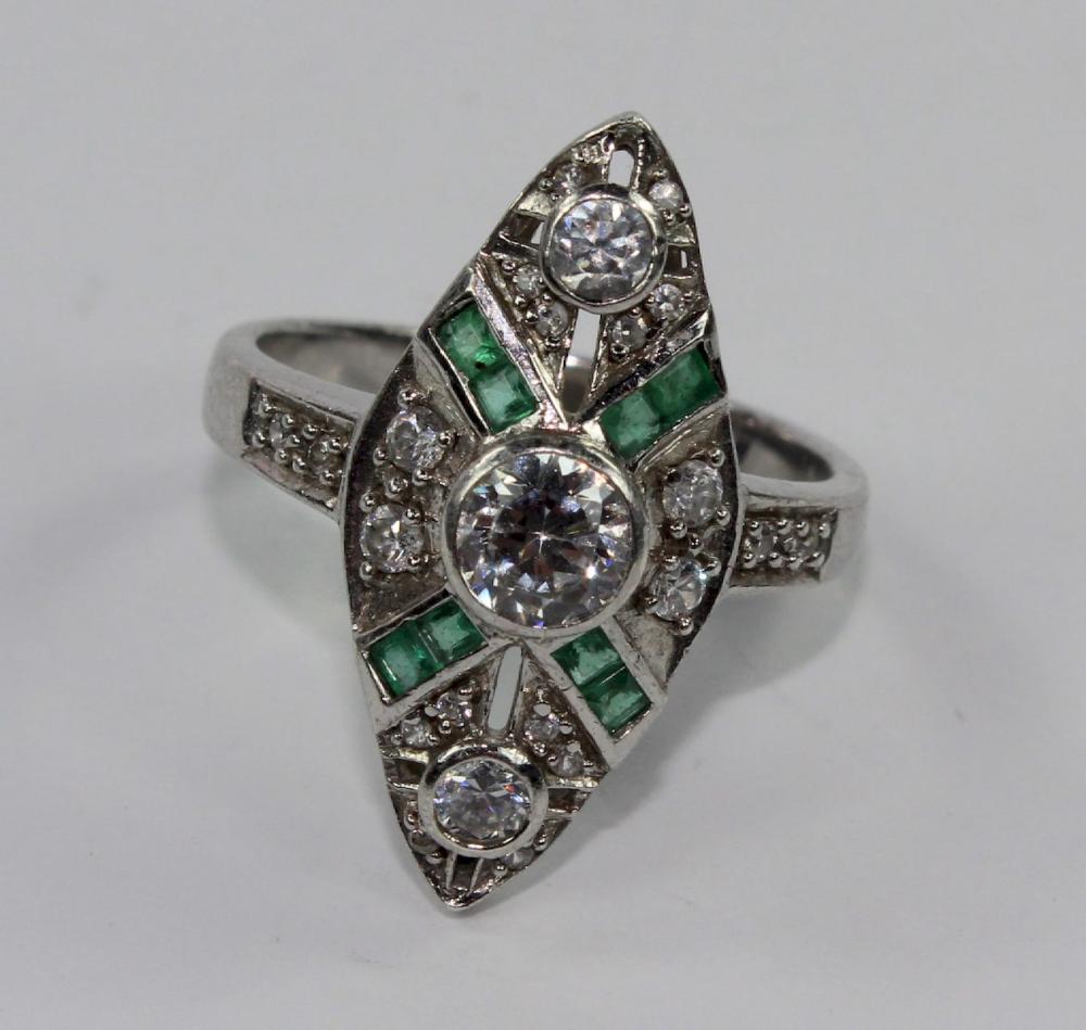 Deco-style White Sapphire &... image