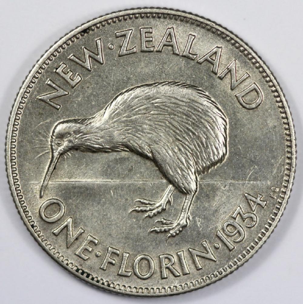 New Zealand 1934 Florin, li... image