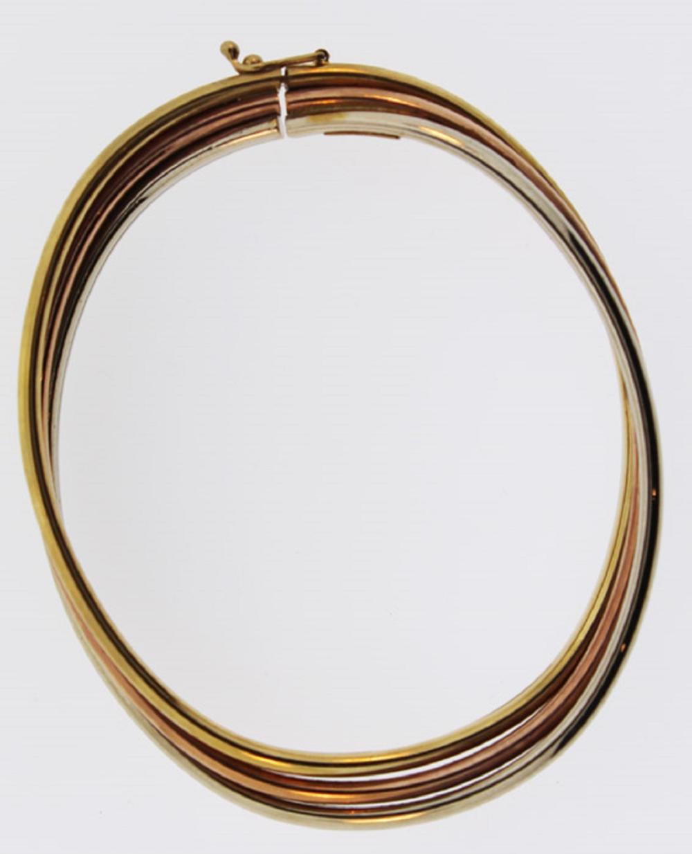 Tri-colour Bangle in 9ct Gold image