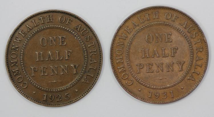 Australia 1925 & 1931 1/2d'... image