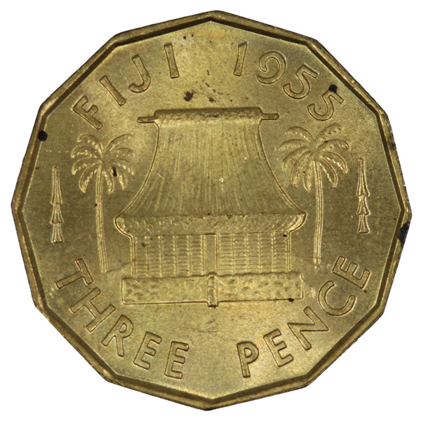 Fiji 1955 Threepence, Brill... image