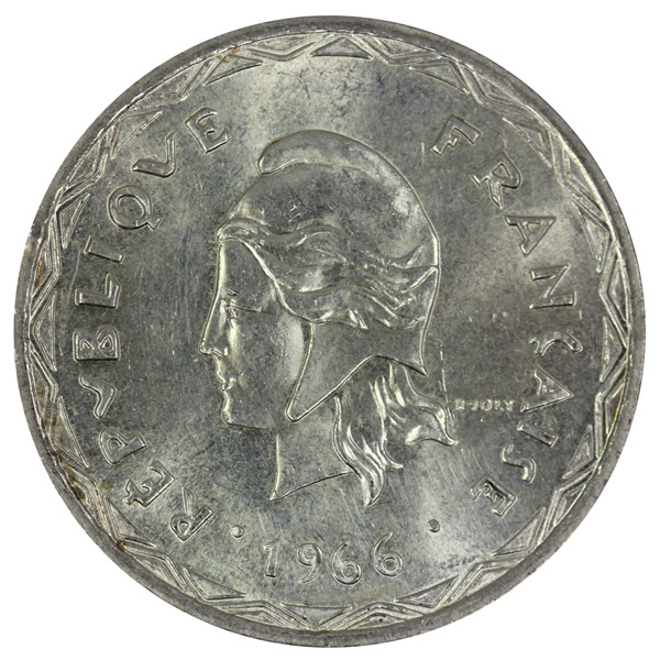 New Hebrides 1966 100 Franc... image