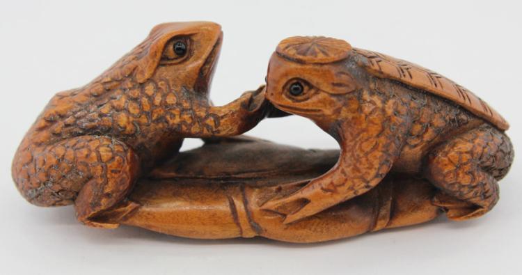 Japanese Netsuke of Two Frogs image