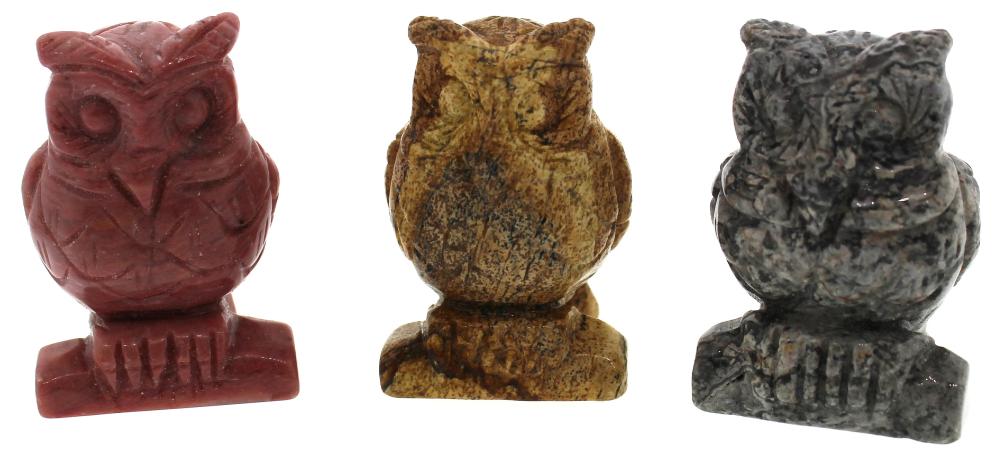 Gemstone 'Owl' Carvings (3 ... image