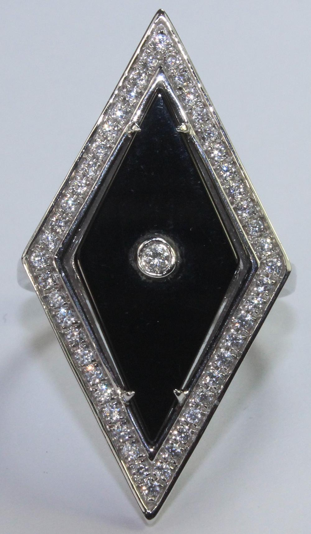 Diamond & Onyx Ring in 9ct ... image