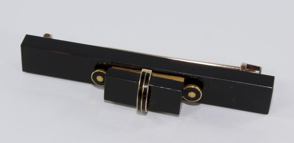 Art Deco Bar Brooch in Blac... image