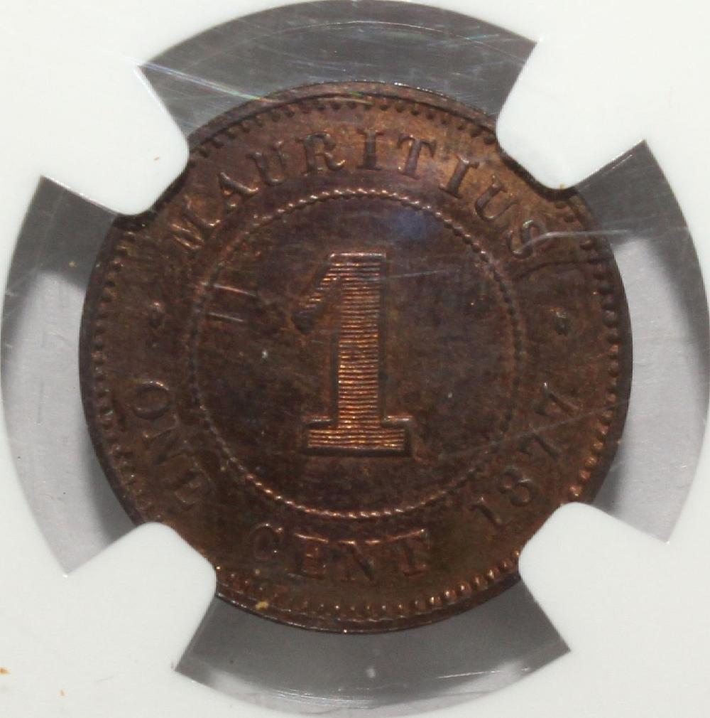 Mauritius 1877H Cent, NGC S... image