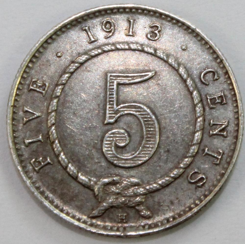 Sarawak 1913 H Silver Five ... image