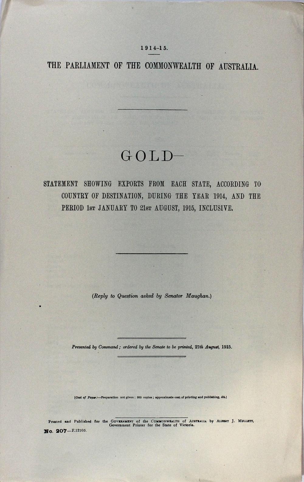 Australia. 1914-15 Gold Rep... image