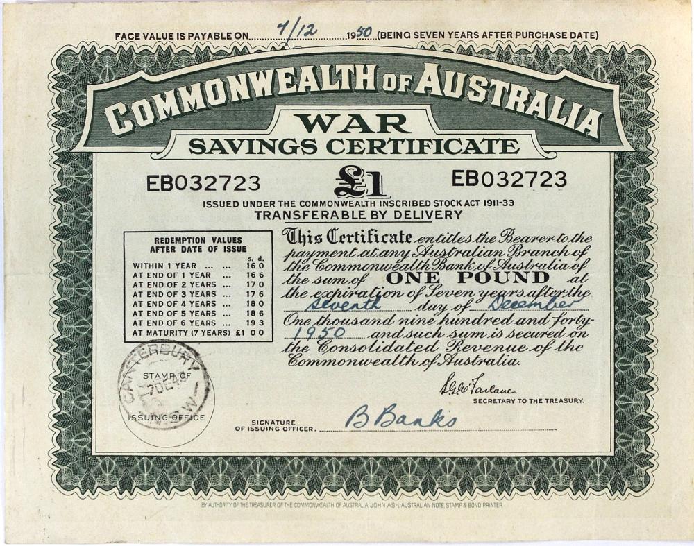 WWII Australia. £1 War Savi... image