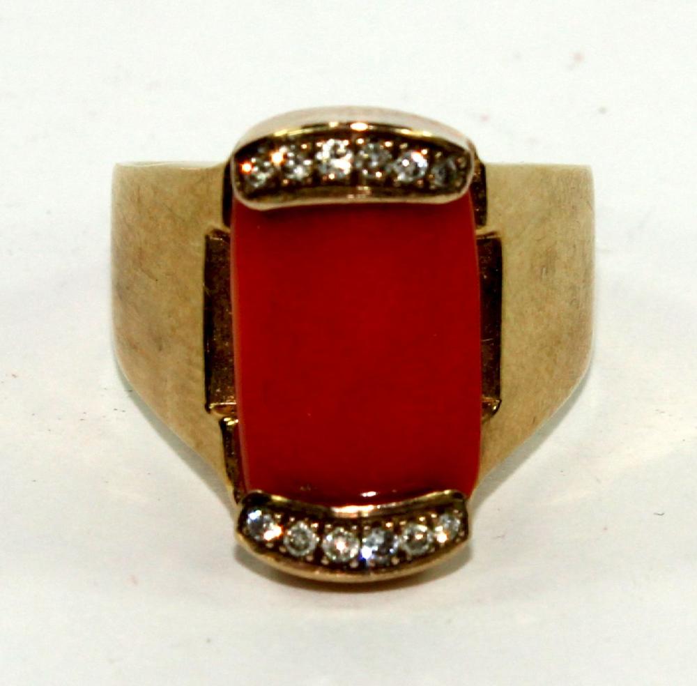 Natural Red Coral & Diamond... image