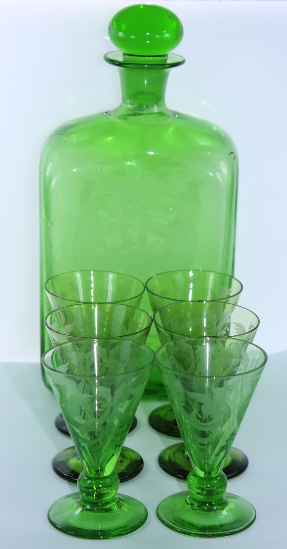 Antique Green Glass Decante... image