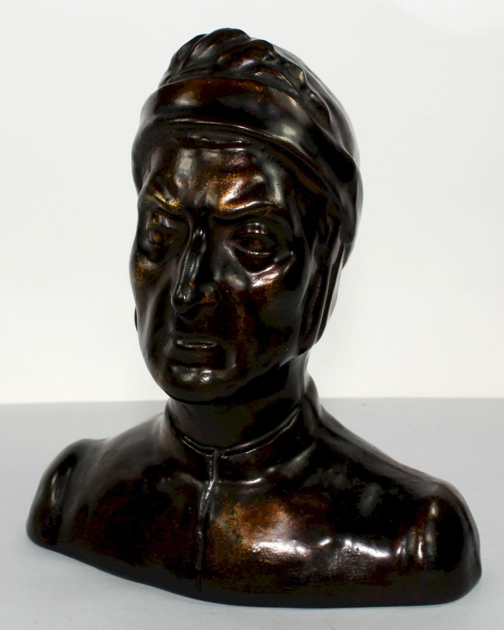 Bronzed Ceramic bust of Dante image