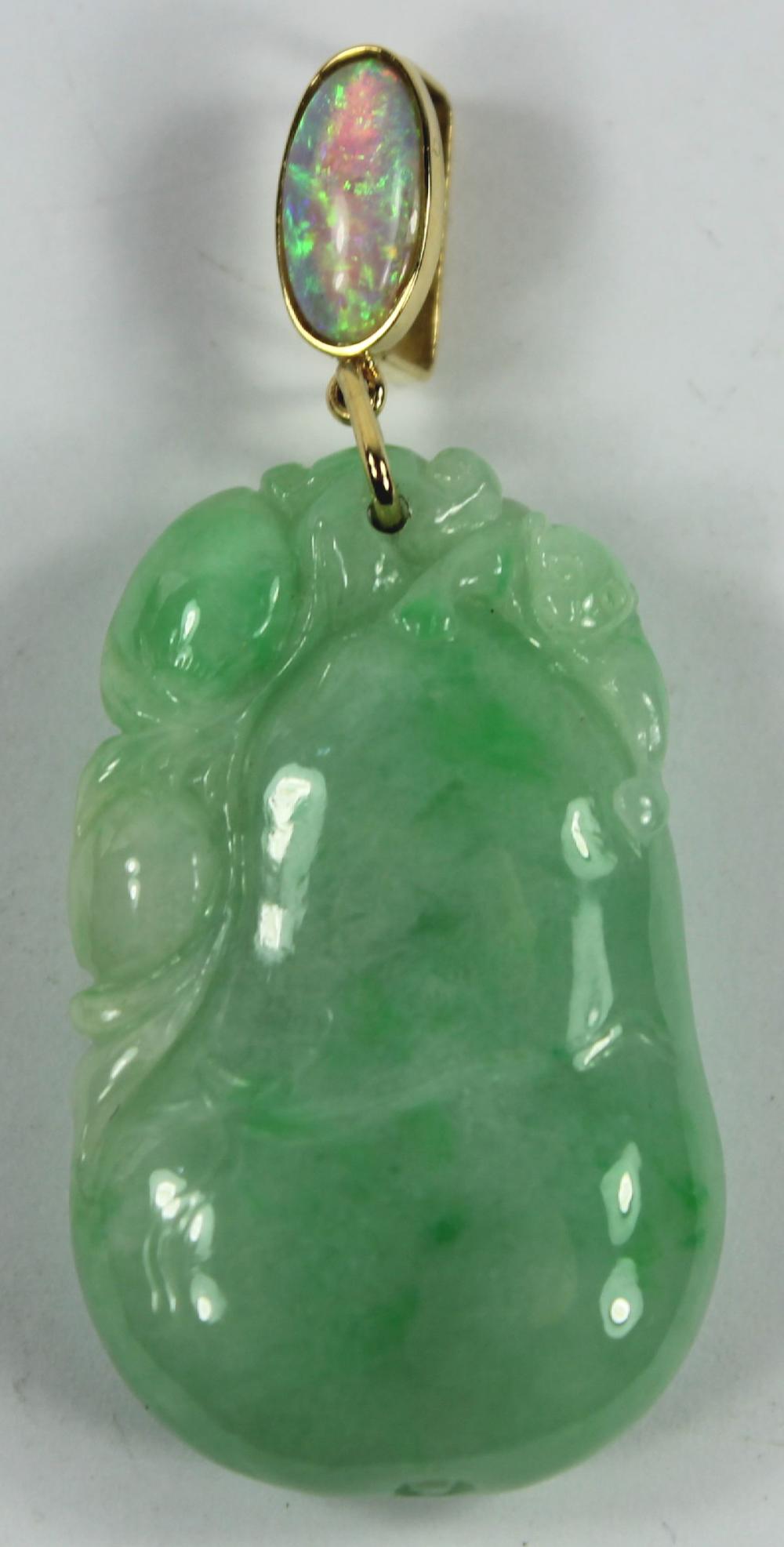 Heavy carved Green Jade Pen... image