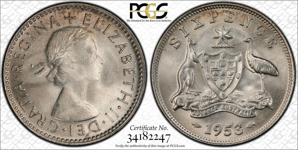 Australia 1953 Sixpence, PC... image