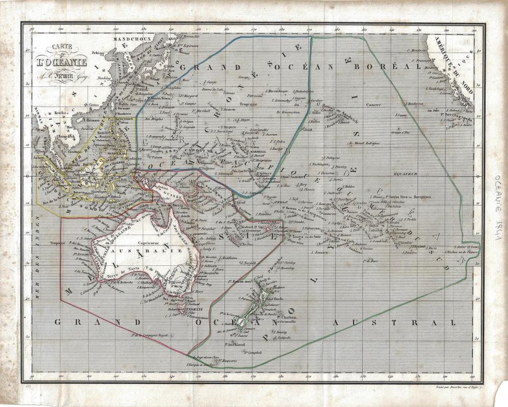 Map of 'Oceanie' published in 1841 by 'A.R. Fremin.' Very Fine