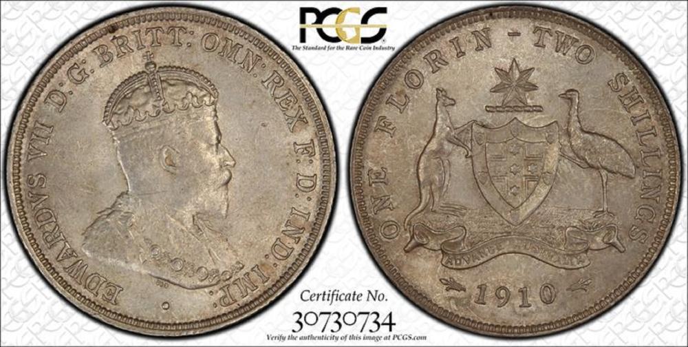 Australia 1910 Florin, PCGS... image