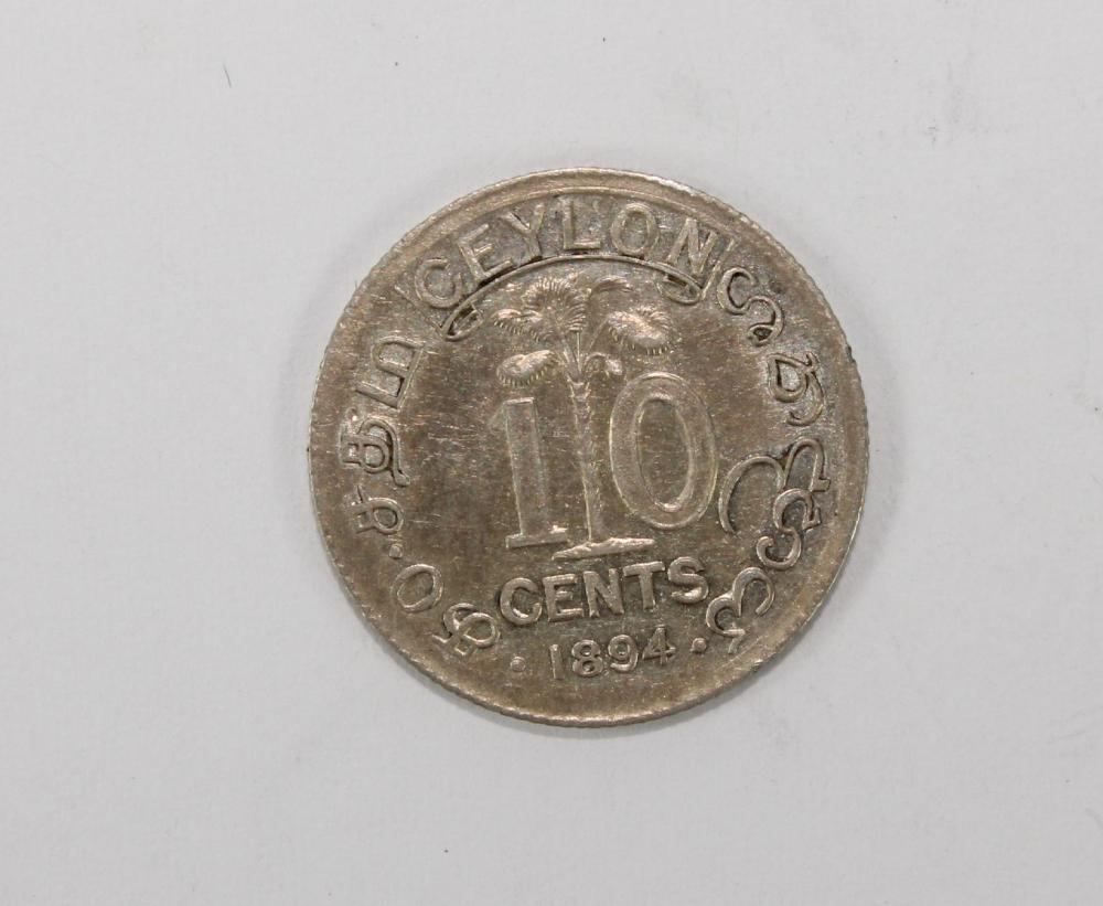 Ceylon 1894 Silver (800) 10... image