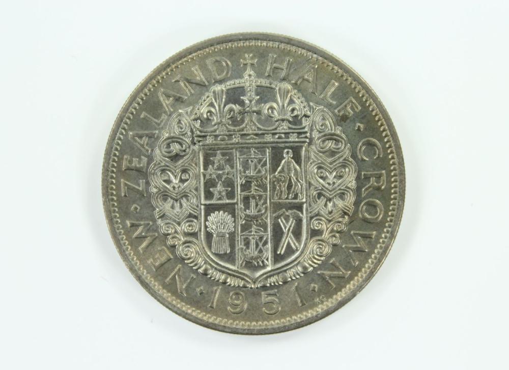 New Zealand 1951 Cu-NI Half... image