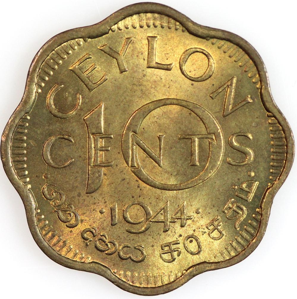 Ceylon. 1944 Ten Cent, Choi... image