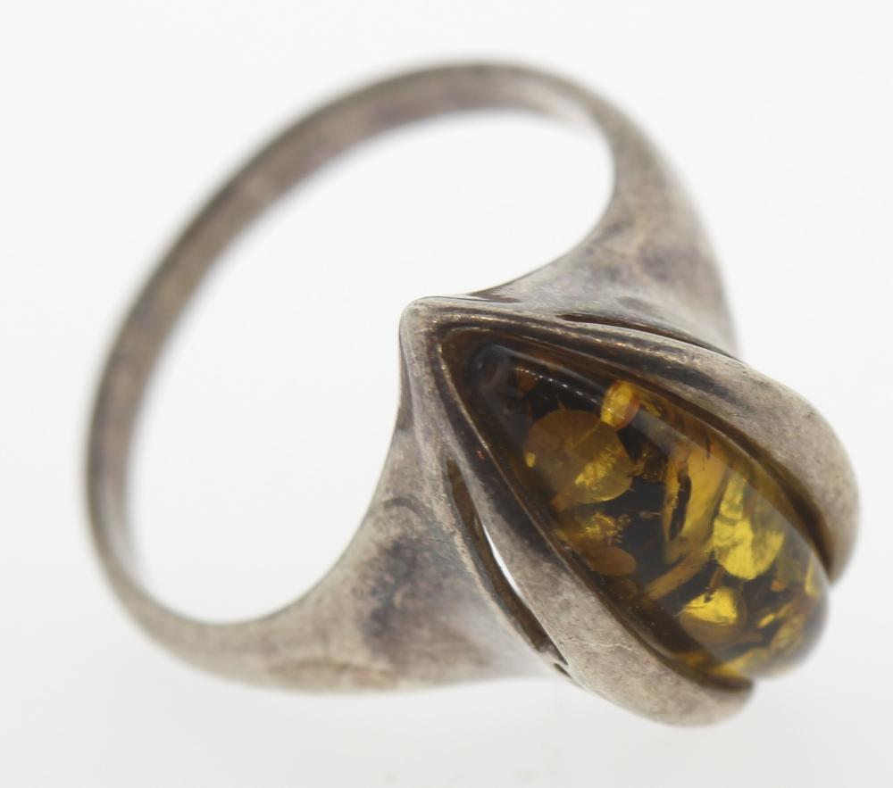 Amber Ring in Sterling (0.9... image