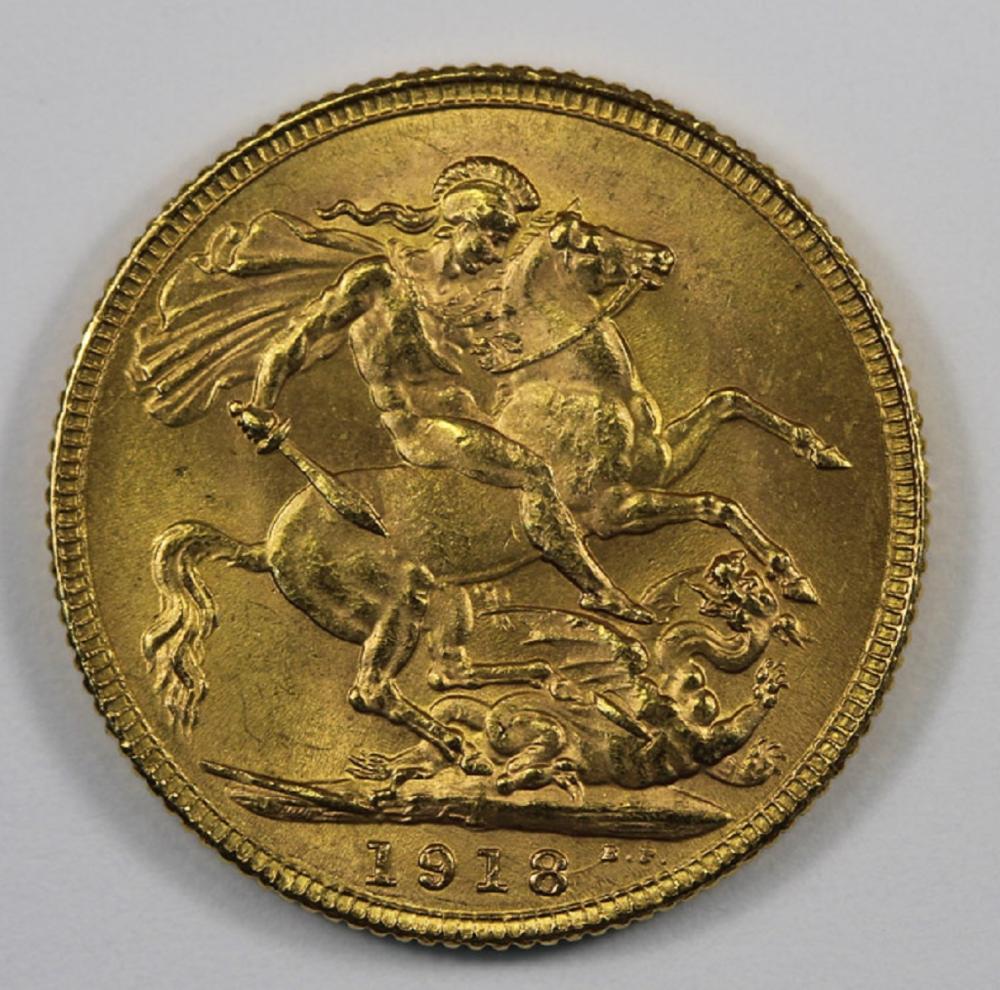 India. 1918 'I' Sovereign, ... image