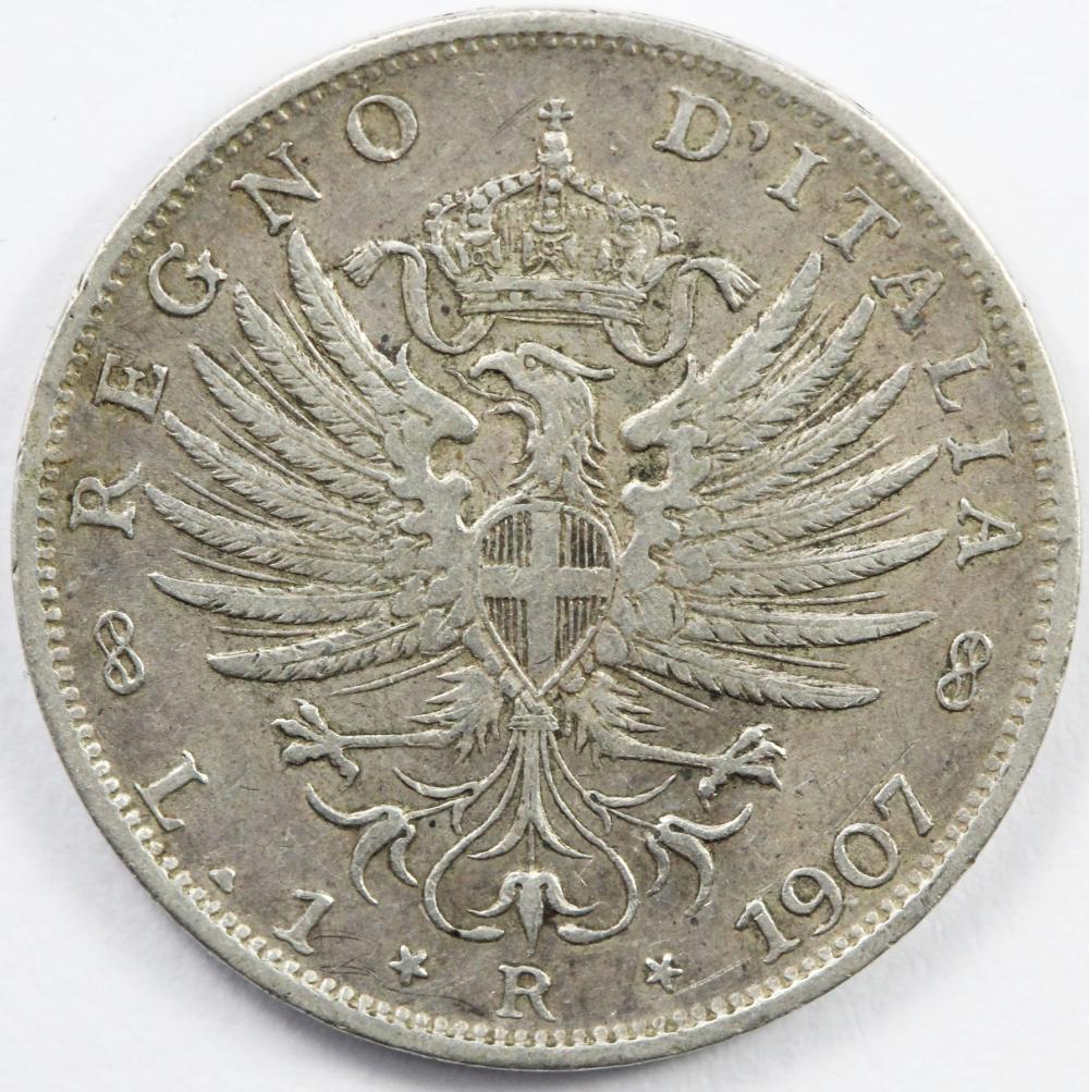 Italy 1907 R Silver Lire, E... image