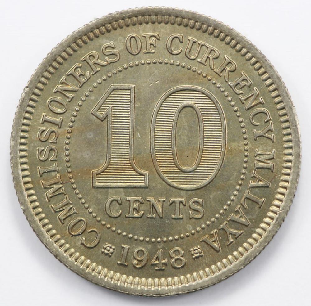 Malaysia. 1948 Ten Cents, C... image