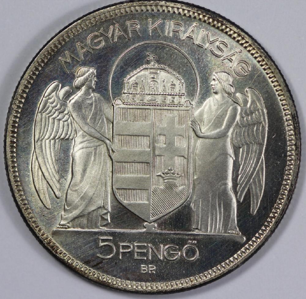 Hungary. 1930 Silver 5 Peng... image