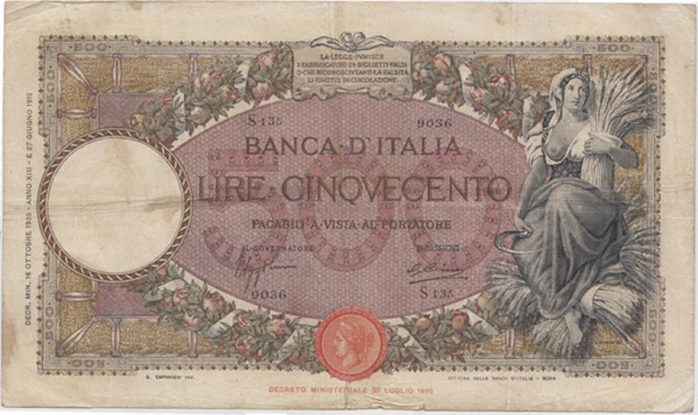 Italy. (17.6.1935) 500 Lire... image