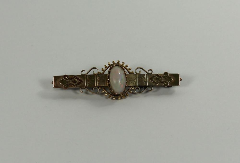 Opal Bar Brooch in 9ct Yell... image