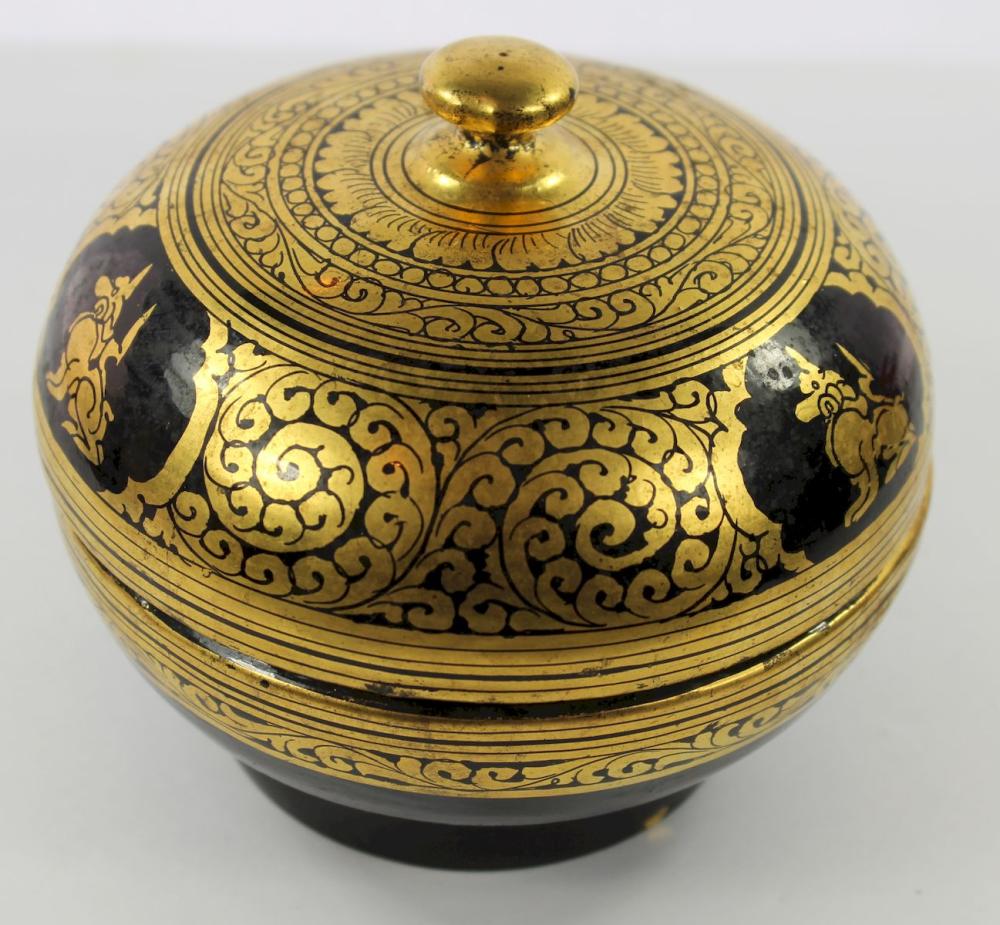 Chinese Paper Mache Lidded Box image