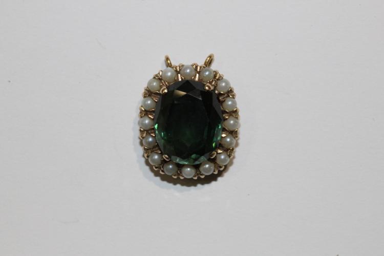 Green Spinel & Seed Pearl E... image