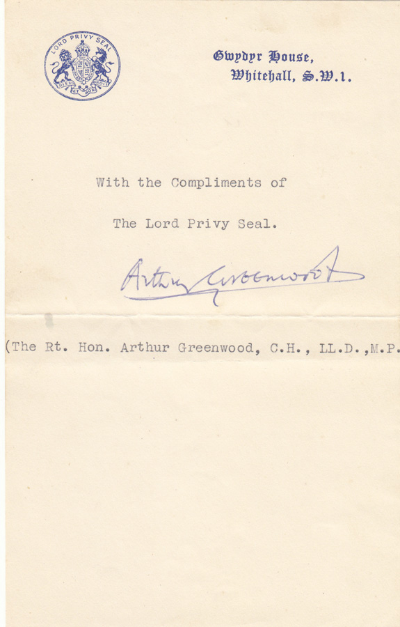 Arthur Greenwood (Labour) s... image