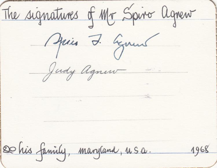 Spiro Agnew signature on ca... image