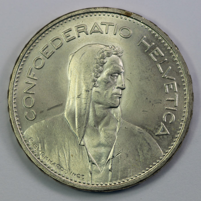 Switzerland 1937 B 5 Francs... image