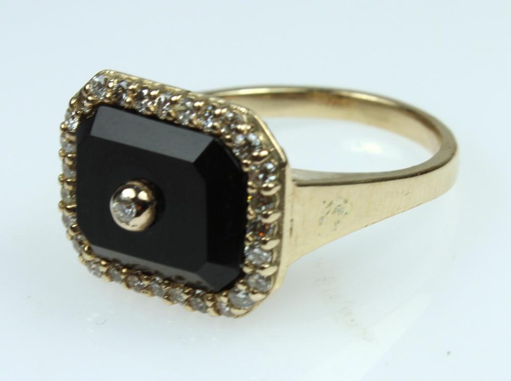 Black Onyx & Diamond Ring i... image