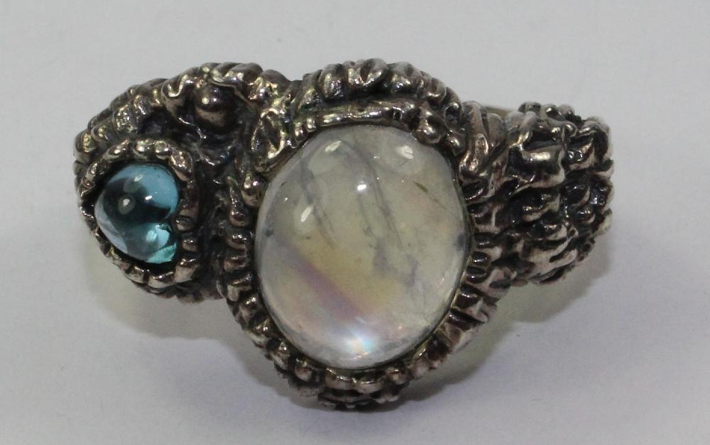 Moonstone & Topaz Ring in S... image